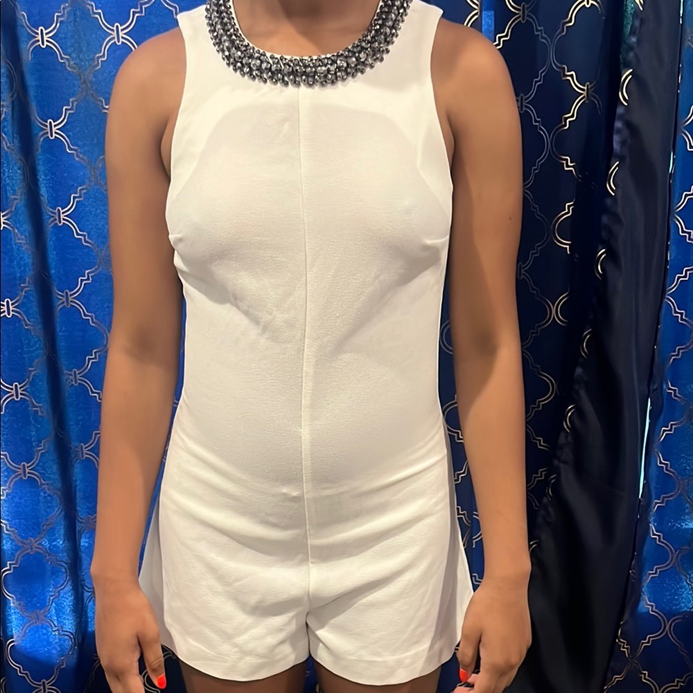 Topshop White Embellished Jumpsuit